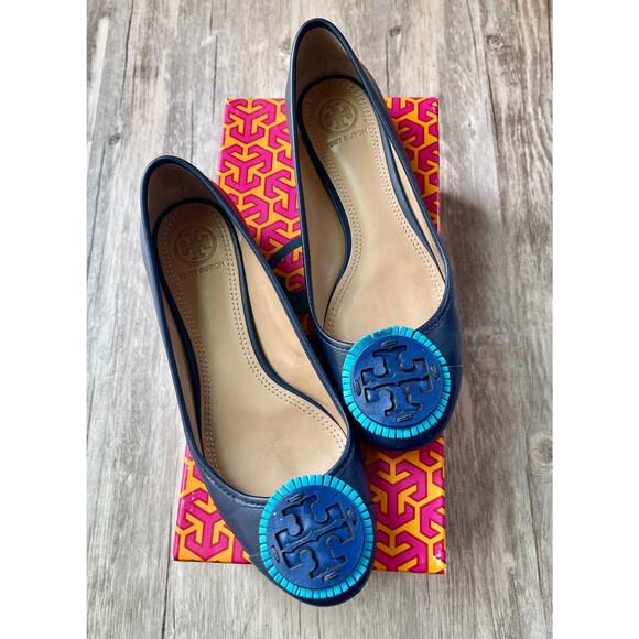 Tory Burch Shoes - Tory Burch Navy sea/miller fringe 15mm flat size 6